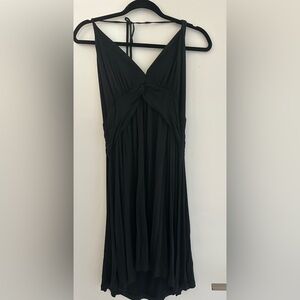 Casusl black halter dress.